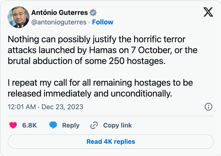 Guteres' tweet