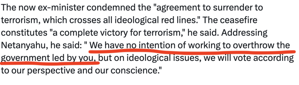 Quote Ben Gvi: "no intention to overthrow the government".